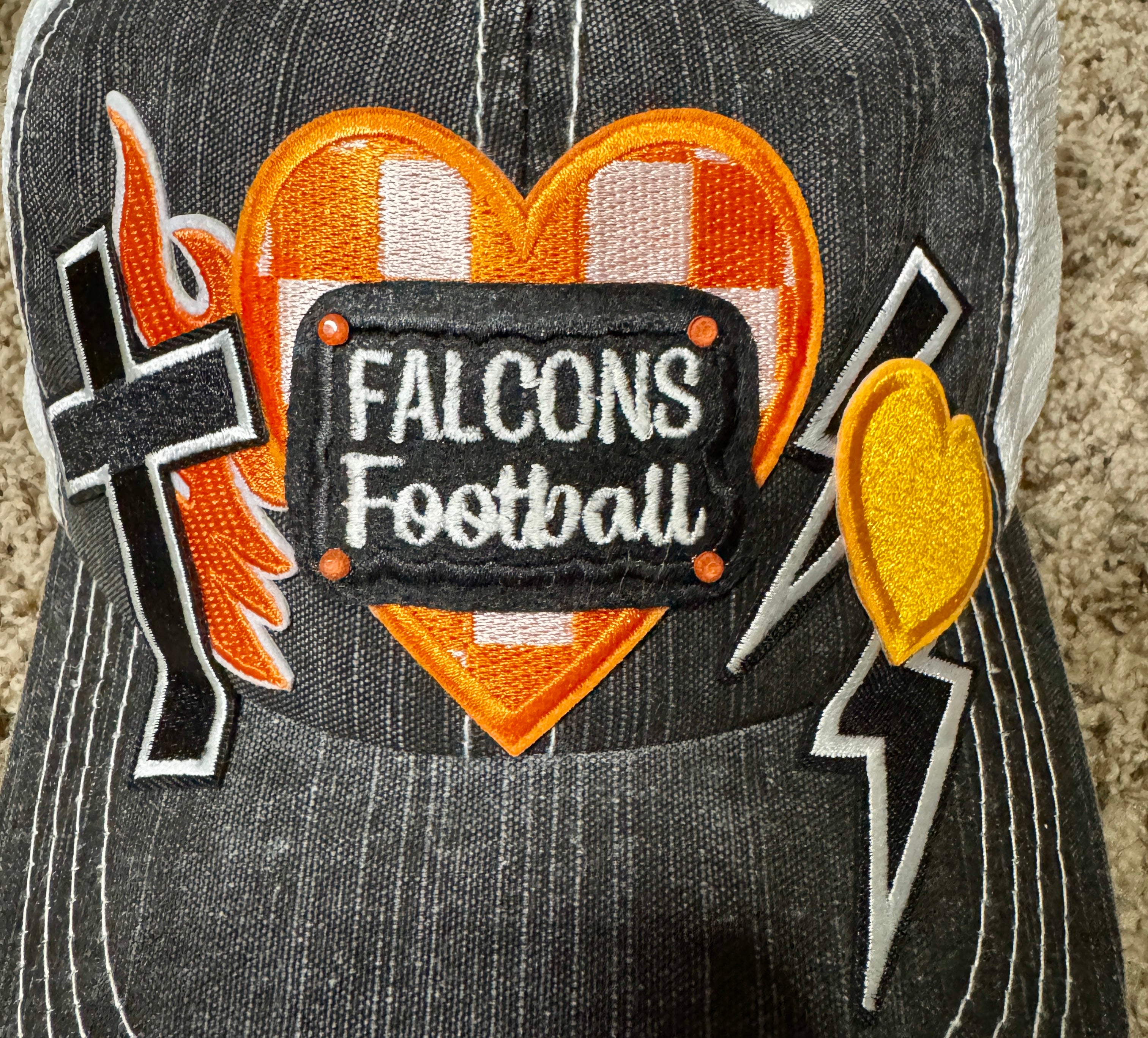 UTPB Falcons Football Trucker Hat – Vintage Distressed Mesh Back, Embroidered Game Day Cap