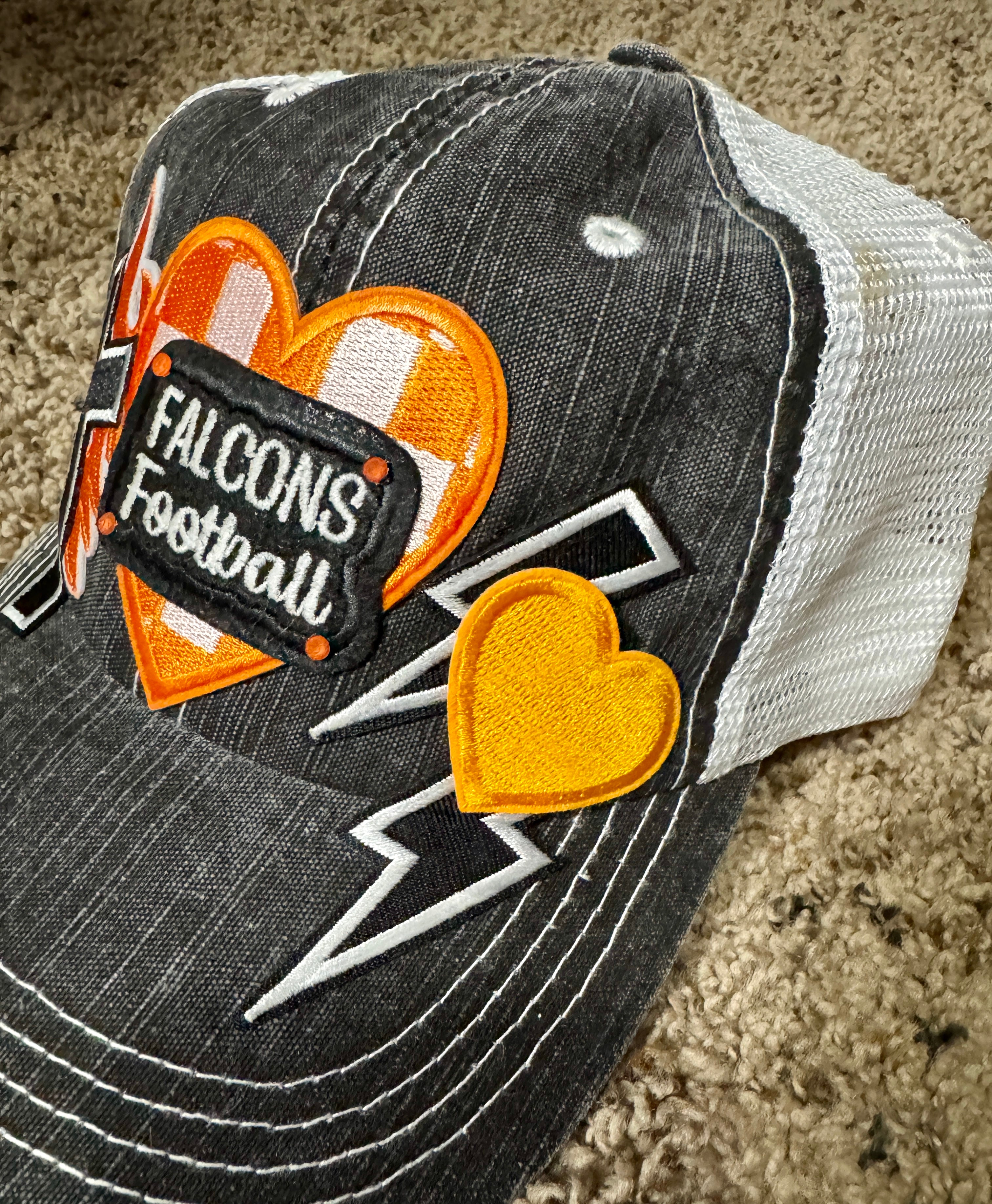 UTPB Falcons Football Trucker Hat – Vintage Distressed Mesh Back, Embroidered Game Day Cap