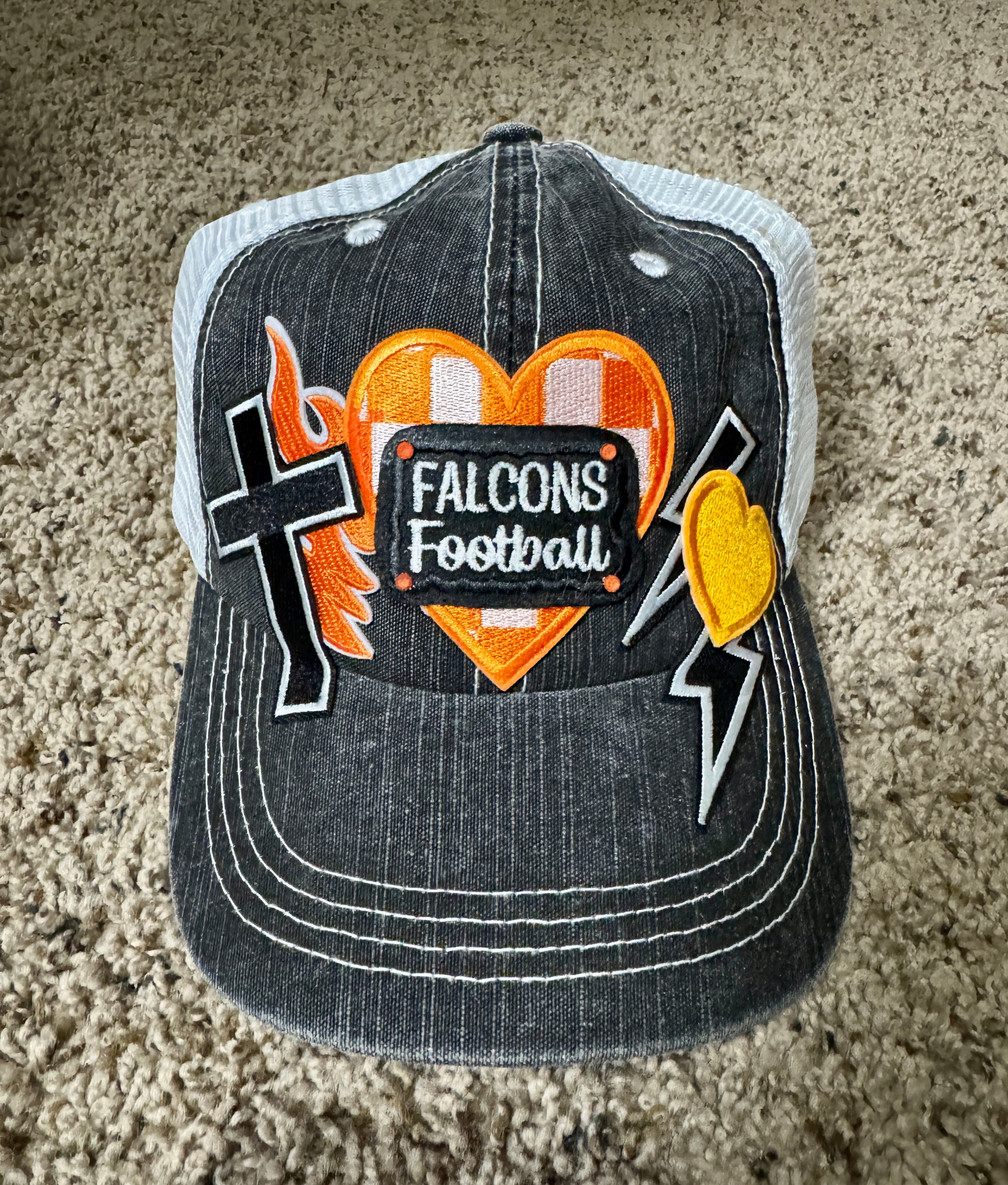 UTPB Falcons Football Trucker Hat – Vintage Distressed Mesh Back, Embroidered Game Day Cap