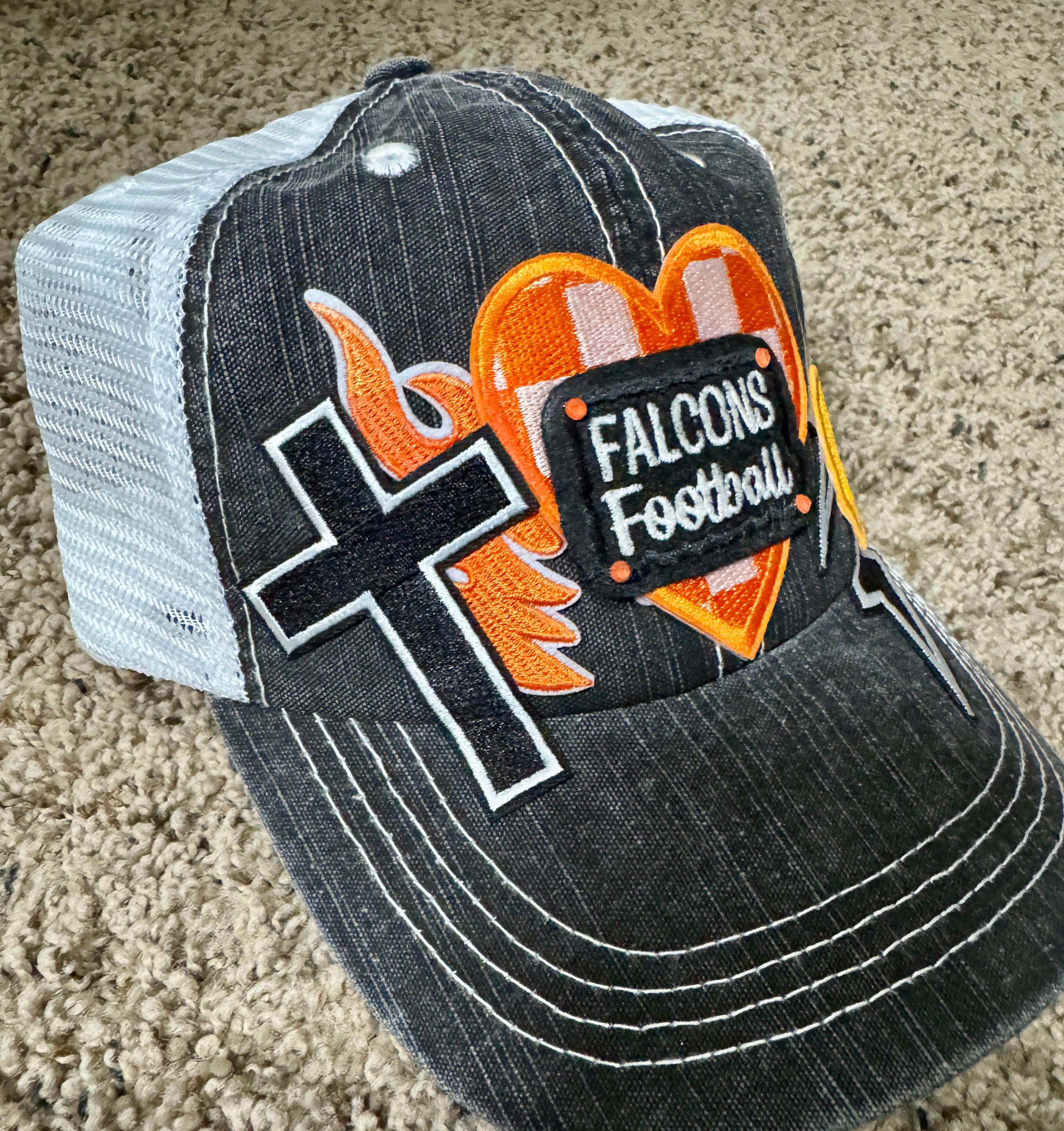 UTPB Falcons Football Trucker Hat – Vintage Distressed Mesh Back, Embroidered Game Day Cap