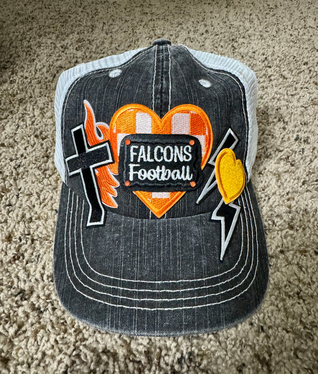 UTPB Falcons Football Trucker Hat – Vintage Distressed Mesh Back, Embroidered Game Day Cap