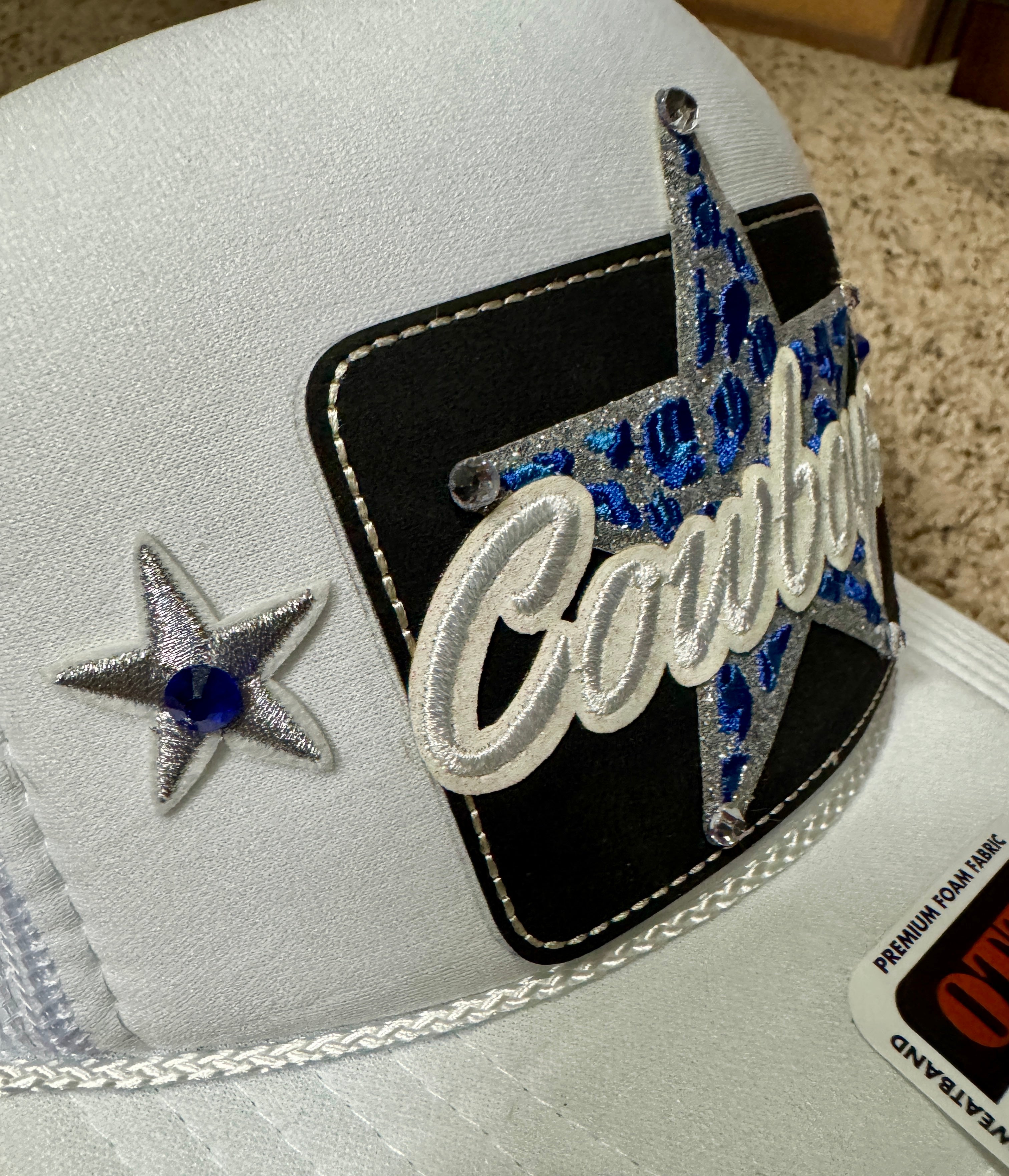 Dallas Cowboys Trucker Hat – Otto White Foam Front, Rhinestone Star Patch, America’s Team Cap